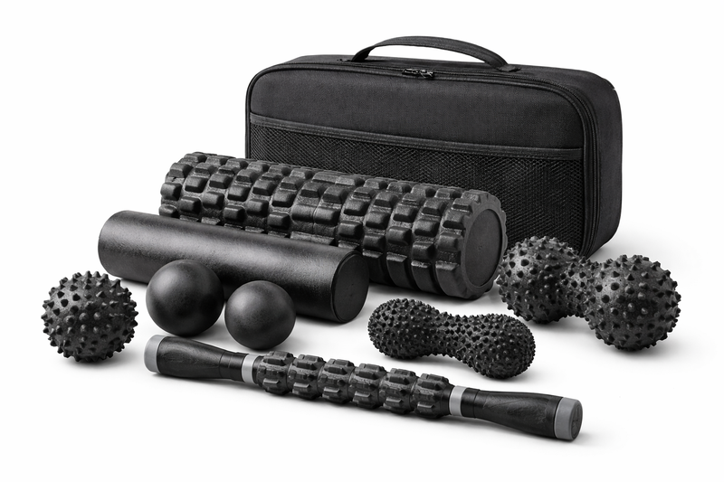 9-delt massasjesett med foam rollere og massasjeballer
