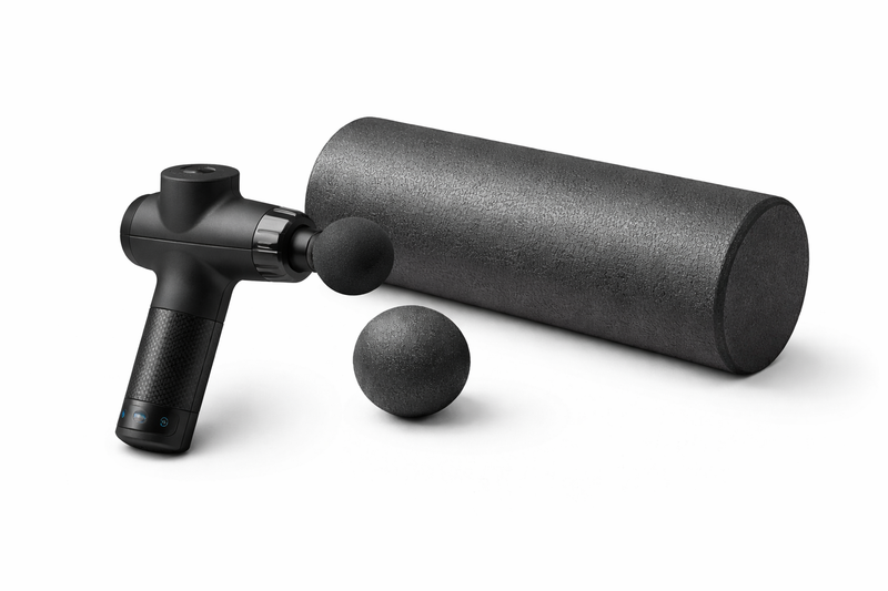 Massasjepistolsett med foam roller for muskelrestitusjon