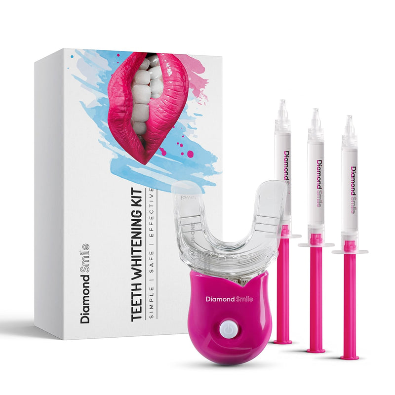 Diamond Smile tannblekingssett – inkluderer blekegel, LED-lys og munnstykke for hjemmebruk