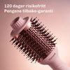 Anti-frizz varmluftsbørste som reduserer statisk hår og etterlater håret glatt og glansfullt.