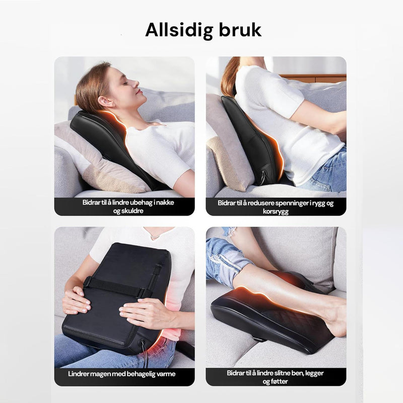 Dypvevsmassasje med Shiatsu-teknologi for spente muskler og raskere restitusjon.