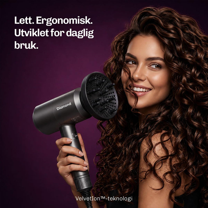 Hurtigtørkende AirFusion hårføner som forkorter tørketiden og gjør hårstylingen enklere.