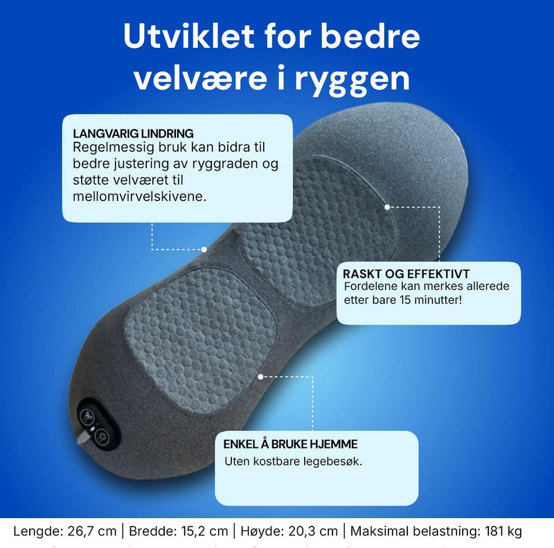 Korsryggmassasje med ergonomisk design for effektiv behandling av stive muskler.