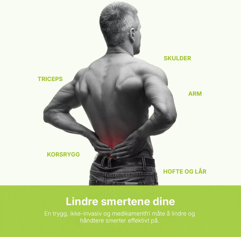 Muskelstimulator med TENS- og EMS-teknologi for rygg, nakke, skuldre, armer og ben.