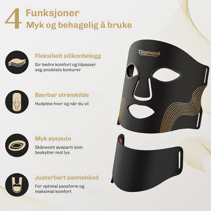 Rødlys maske for ansikt med 633 nm bølgelengde