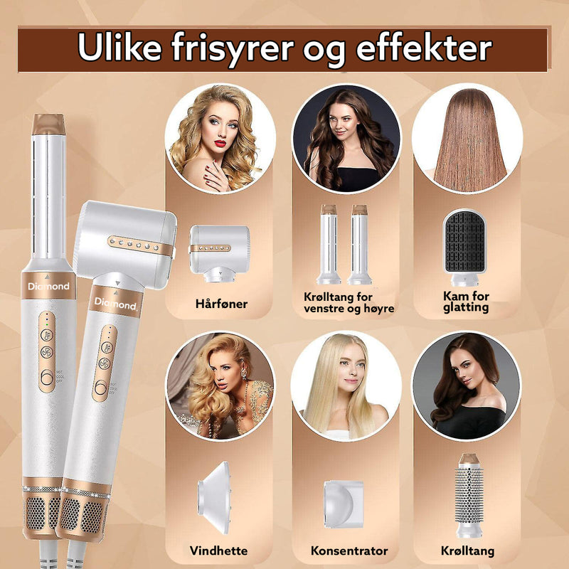Rundbørste og krøllestaver i ett sett