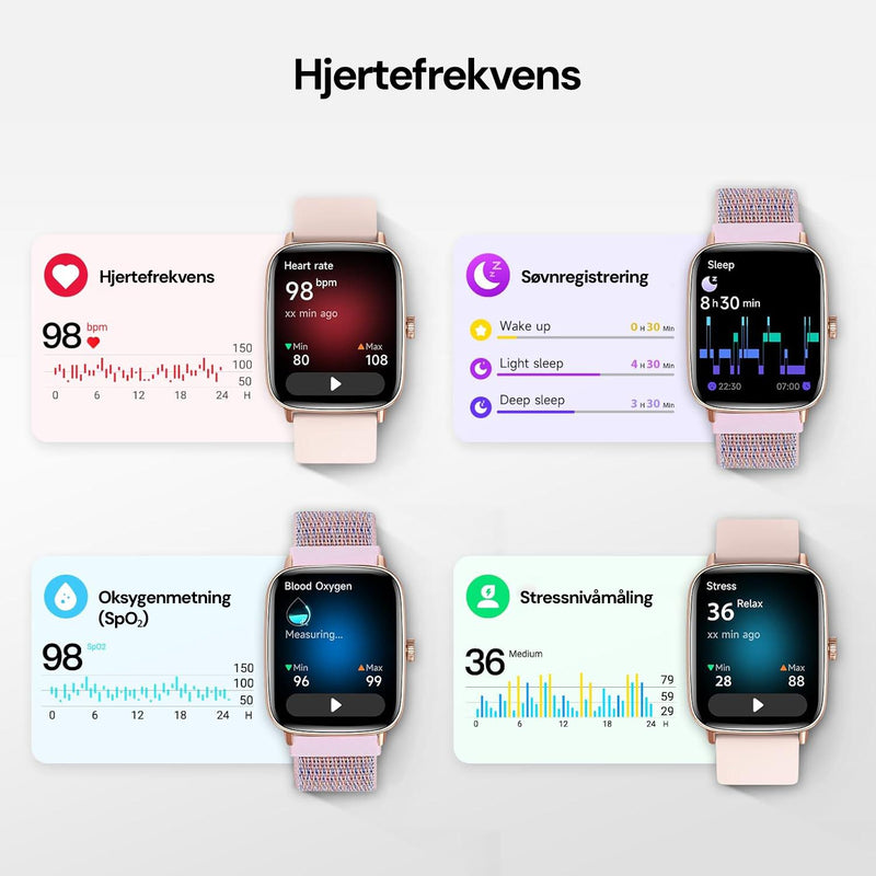 Smartklokke med Bluetooth-samtaler for å ringe og motta anrop direkte fra håndleddet.