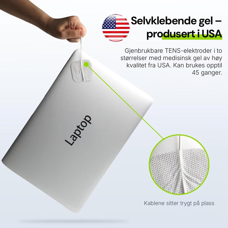 TENS-apparat som bidrar til å lindre muskelsmerter og redusere spenninger.