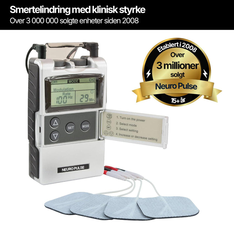 TENS-apparat for ryggen som bidrar til avslapning av spente muskler og daglig restitusjon.