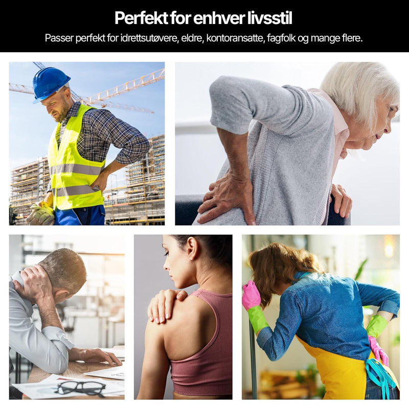 TENS-behandling med justerbare intensitetsnivåer for individuell muskelterapi.